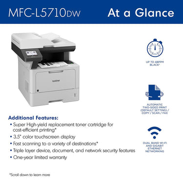 Brother Business Monochrome Laser All-in-One Printer with Duplex Print, Scan, Copy