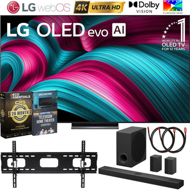 LG 83 Inch C5 OLED evo 4K TV (2025) with S80TR Soundbar & Deluxe Accessory Bundle