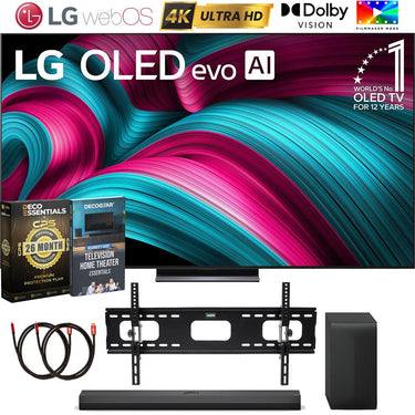 LG 83 Inch C5 OLED evo 4K TV (2025) with S70TY Soundbar & Deluxe Accessory Bundle