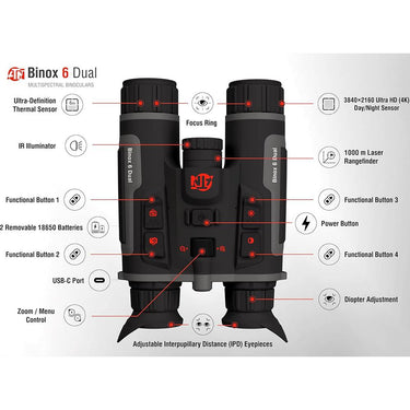 ATN Binox 6 Dual 6-48x Thermal Multispectral Binoculars with Tactical Bundle