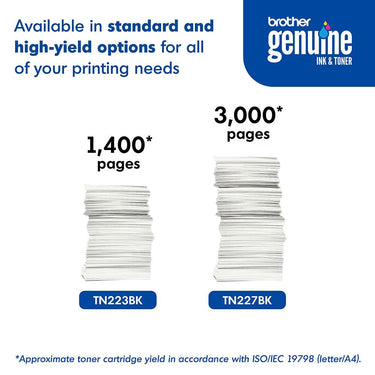 Brother Genuine TN227BK High Yield Black Toner Cartridge