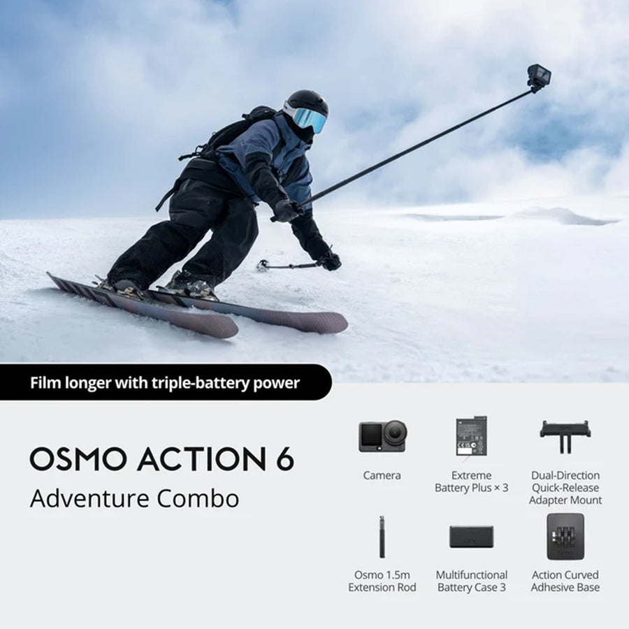 DJI Osmo Action 6 Adventure Combo, 4K120fps, 4h Battery +  Year Protection Plan