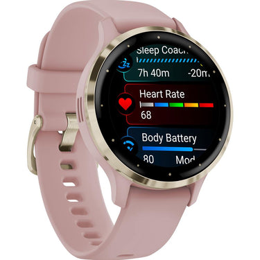 Garmin Venu 3S Health Fitness GPS Smartwatch Gold with Rose Case + Bands Bundle