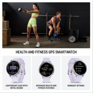 Garmin Venu 4 41mm Health & Fitness GPS Smartwatch Silver with Nylon Band Bundle