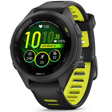 Garmin Forerunner 265S GPS Smartwatch Black/Amp Yellow with Nylon Band Bundle