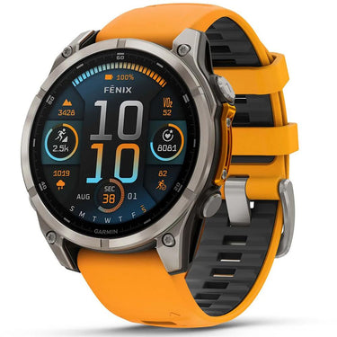 Garmin Fenix 8 47 mm AMOLED SapphireTitanium with Orange Band + Bands Bundle