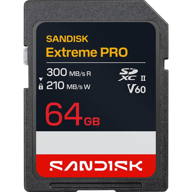 Sandisk NEW! 64GB Extreme PRO SDXC UHS-II V60 Memory Card, Up to 300MB/s Read (2026)