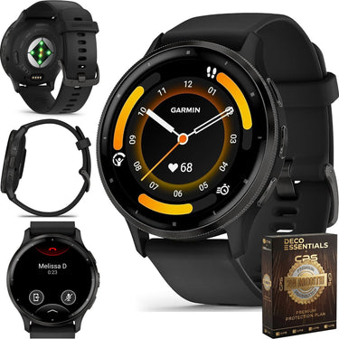 Garmin Venu 3 Fitness GPS Smartwatch Steel Bezel w/ Black Case + Warranty Bundle