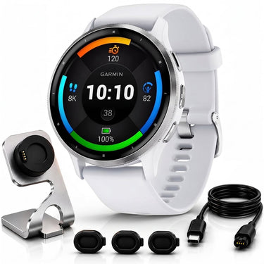 Garmin Venu 3 GPS Smartwatch with Whitestone Case 45mm + Charging Dock Bundle