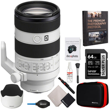 Sony FE 70-200mm F4 Macro G OSS II Zoom Lens for E-Mount+Cleaning & 64GB Bundle