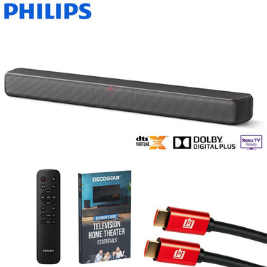 Philips B5109 2.0 Channel Bluetooth Soundbar, Dark Grey w/ Deco Gear Home Theater Guide