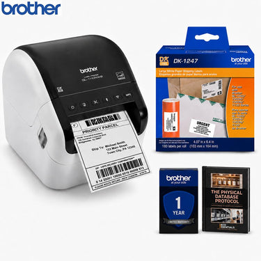Brother Wide Format Wireless Monochrome Label Printer with Labels and Guidebook