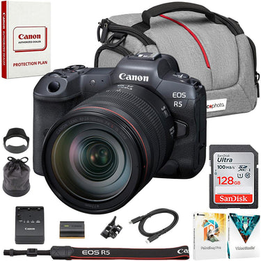 Canon EOS R5 Full Frame Mirrorless Camera Body+Lens Kit with Accessories Bundle