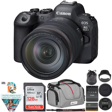 Canon R6 Mark II 24.2 MP Mirrorless Camera w/24-105mm Lens Kit+128GB Card Bundle