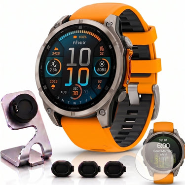 Garmin Fenix 8 47mm Smartwatch, AMOLED, Sapphire, Titanium + Accessories Bundle