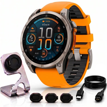 Garmin Fenix 8 47mm Smartwatch, AMOLED, Sapphire, Titanium + Accessories Bundle