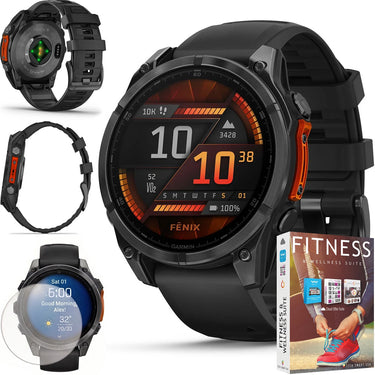Garmin Fenix 8 51 mm, AMOLED Slate Gray with Black Silicone Band + Fitness Bundle