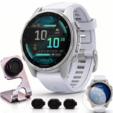 Garmin Fenix 8 43mm Smartwatch, AMOLED, Silver + Accessories Bundle