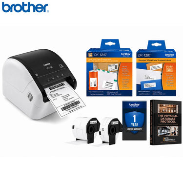 Brother QL-1100 Wide Format Monochrome Label Printer w/ Deco Essentials Guide Bundle