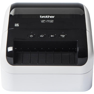 Brother QL-1100 Wide Format Monochrome Label Printer w/ Deco Essentials Guide Bundle