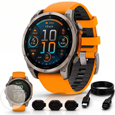 Garmin Fenix 8 47mm Smartwatch, AMOLED, Sapphire, Titanium + Accessories Bundle