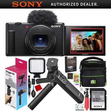 Sony ZV-1 II Vlog 4K Camera + ACCVC1 Vlogger Tripod Kit Content Creator Black Bundle