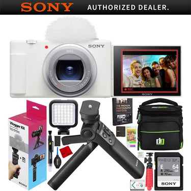 Sony ZV-1 II Vlog 4K Camera + ACCVC1 Vlogger Tripod Kit Content Creator White Bundle