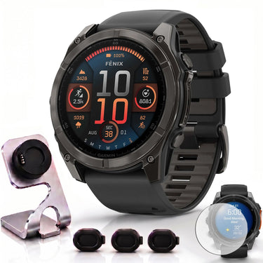 Garmin Fenix 8 51mm AMOLED Sapphire, Carbon Gray DLC Band + Charging Doc + Dust Cover
