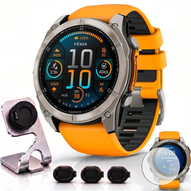 Garmin Fenix 8 51 mm, AMOLED Sapphire, Titanium Band + Charging Doc + Dust Cover