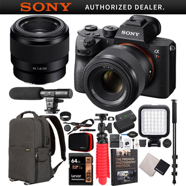 Sony a7R III Mirrorless Full Frame Camera + 50mm F1.8 FE Lens SEL50F18F Kit Bundle