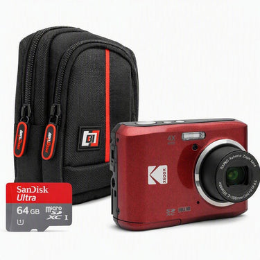 Kodak PIXPRO FZ45 16MP Digital Camera, RED + 64GB Premium Photography Bundle