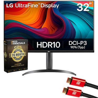 LG 32" UltraFine 4K UHD (3840 x 2160) Monitor, Black + 26 Months Protection Bundle