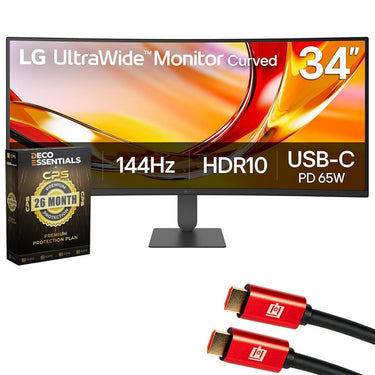 LG 34U640B 34" UltraWide WQHD Curved Monitor, Black + 26 Months Protection Bundle