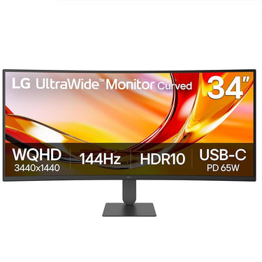LG 34U640B 34" UltraWide WQHD Curved Monitor, Black + 26 Months Protection Bundle