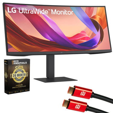 LG 34" UltraWide WQHD IPS Curved Monitor, Black + 26 Months Protection Bundle