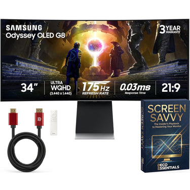 Samsung G85SD 34-inch Odyssey OLED G8 Ultra-WQHD Curved Gaming Monitor Bundle
