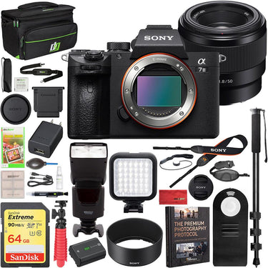 Sony a7 III Mirrorless Camera + 50mm F1.8 Prime Lens + Deco Gear Case & Flash Bundle