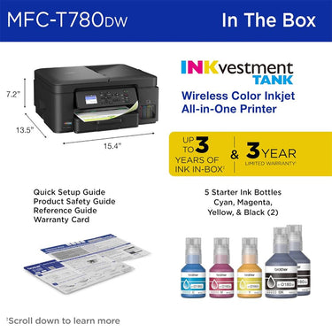 Brother INKvestment Wireless Color Inkjet Printer + 26 Month Protection Bundle