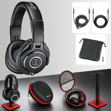 Audio-Technica Professional Studio Wired Headphone Black with Case and Stand