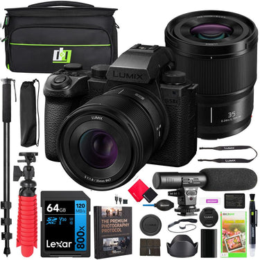 Panasonic LUMIX S5IIX Full Frame Mirrorless Camera Body with 35mm F1.8 Lens Kit Bundle