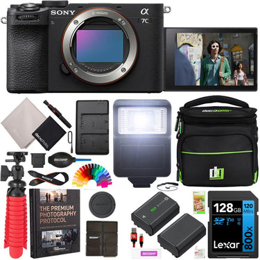 Sony a7C II Full Frame Mirrorless Camera Body Black + Bag & Essentials Kit Bundle