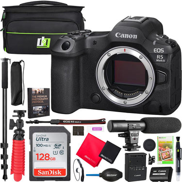 Canon EOS R5 Mark II Full Frame Mirrorless Camera Body + Microphone Monopod Kit Bundle