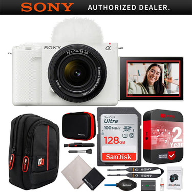 Sony ZV-E10 II Mirrorless Camera White + 16-50mm Lens Kit + Extended Warranty Bundle