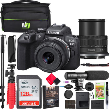 Canon EOS R10 Mirrorless Camera with RF-S 18-45mm F4.5-6.3 IS STM Lens Kit Pro Bundle