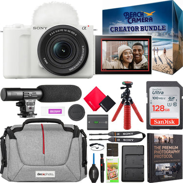 Sony ZV-E10 II Mirrorless Camera White + 16-50mm OSS II Zoom Lens Kit Creator Bundle