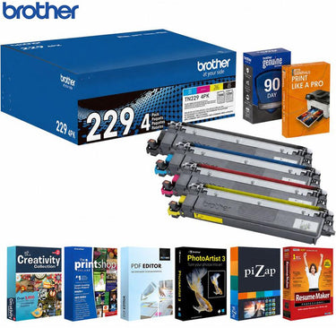 Brother Standard-Yield Toner 4 Pack (C/M/Y/BK) with Printer eBook & Essentials