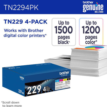 Brother Standard-Yield Toner 4 Pack (C/M/Y/BK) with Printer eBook & Essentials