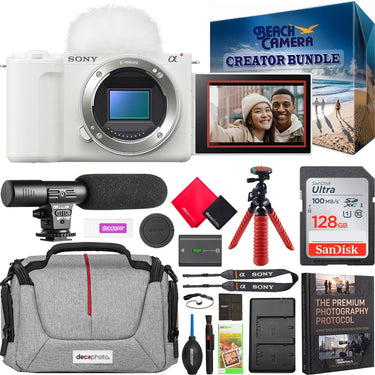Sony ZV-E10 II Mirrorless APS-C Camera Body White + Creator Accessories Kit Bundle