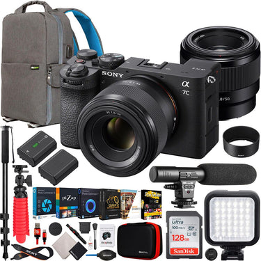 Sony a7C II Full Frame Mirrorless Camera Body Black + 50mm F1.8 Lens Kit Bundle