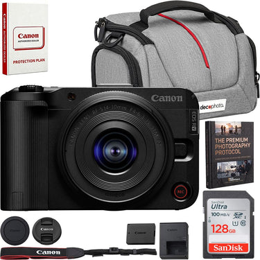 Canon EOS R50 V Mirrorless Camera w/ RF S14-30mm F4-6.3 Lens + 128GB Card Bundle